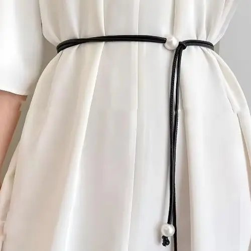 เชือกเอวบางสําหรับผู้หญิงแฟชั่นตกแต่งฤดูร้อนเอวซับกับกระโปรงกระชับสัดส่วนเข็มขัดเอวสายรัด