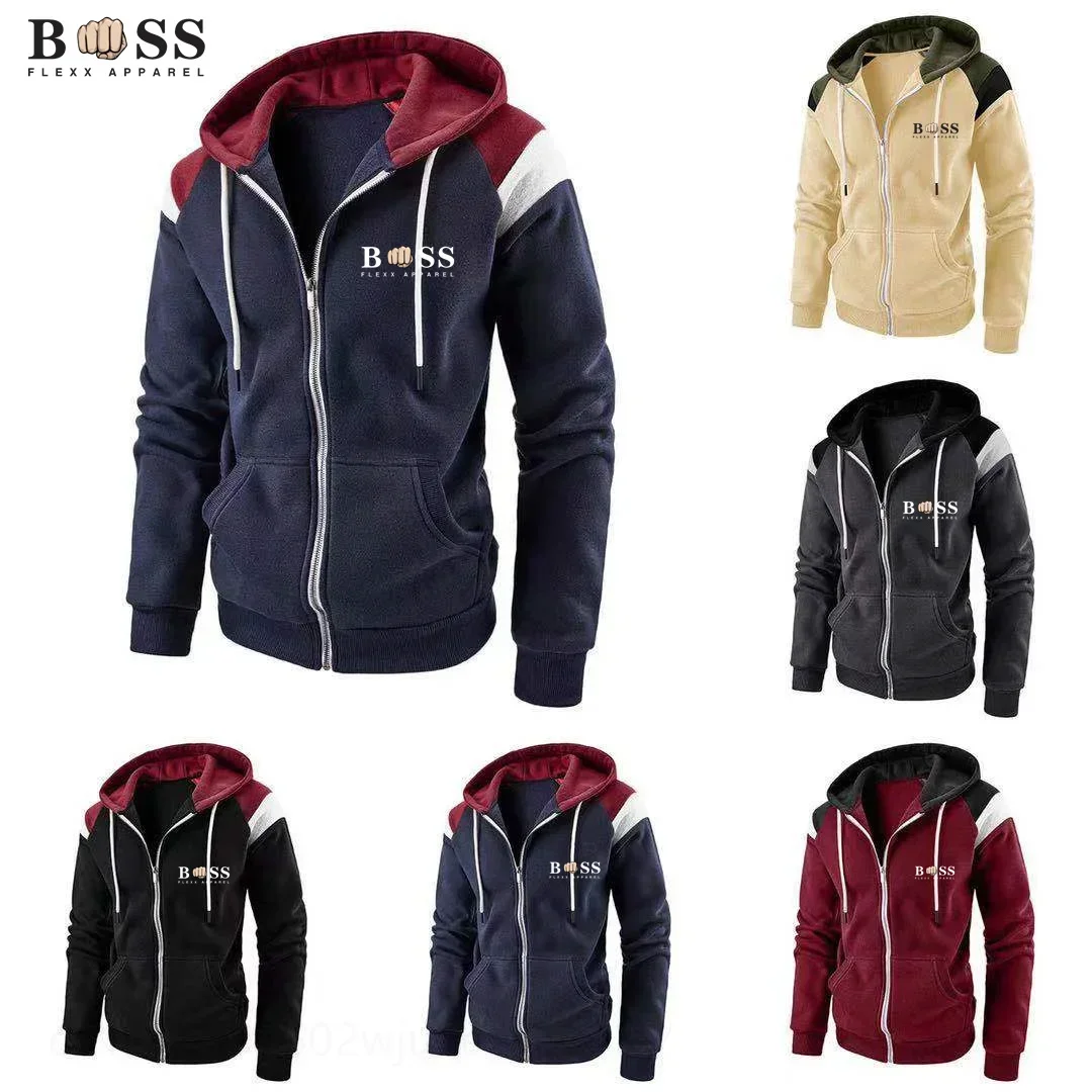 

2024New Clothing Zipper Hooded Cardigan Men's Hip Hop Harajuku Street Letter Printing Casual Sports Zipper Hooded Sweater