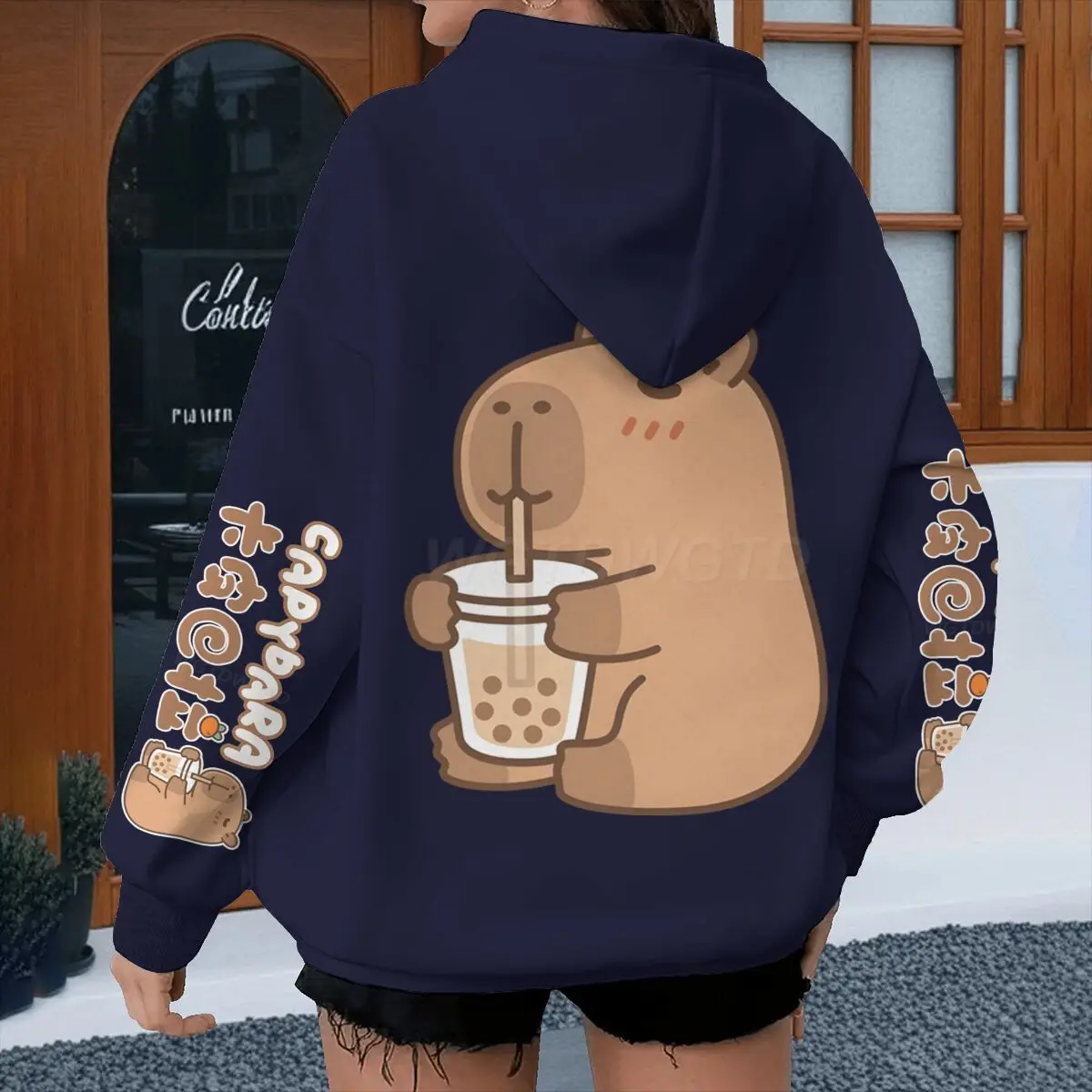 Cartoon Capybara Design Hoodies Women Men Long Sleeve Sweatshirt Spring Autmn Fun Animal Capybara Pullover Girls Cute Hoody