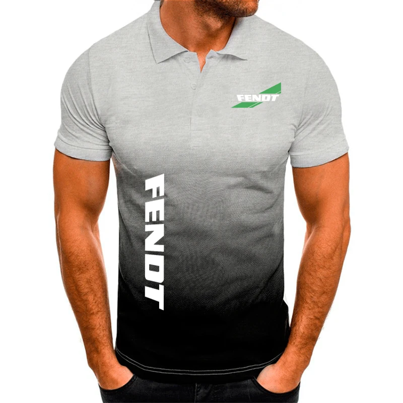 2024 new gradient POLO shirt for men Fendt print Hip hop street men short sleeve top brand summer men's T shirt golf shirt