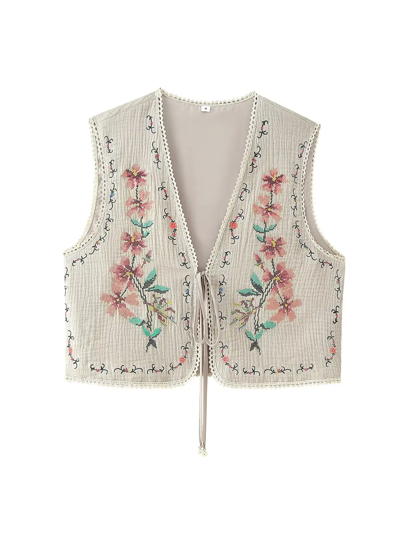 

2025 Summer New Arrival Women's Resort-Style Heavy-Duty Floral Embroidered Tank Top