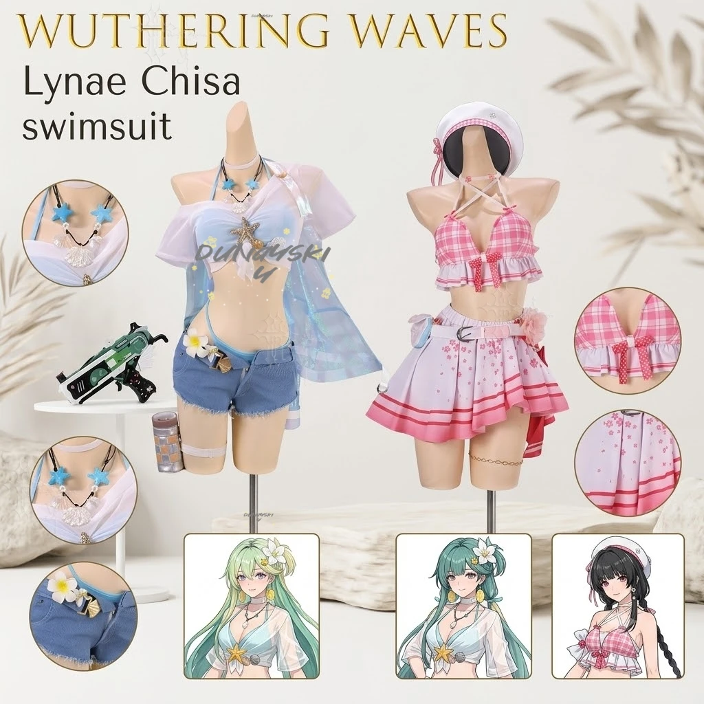 Wuthering Waves Lynae Chisa Peach Ice Mint Candy Maillot de bain Cosplay Costume complet Jeu ouvert au monde ouvert Comic Con Fête à thème Halloween