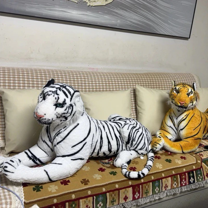 50-160cm Simulation Tiger Plush Toy Big Size Stuffed Animal RealLife Siberian Tiger Plushies Doll Soft Kids Toys Gifts Home Deco