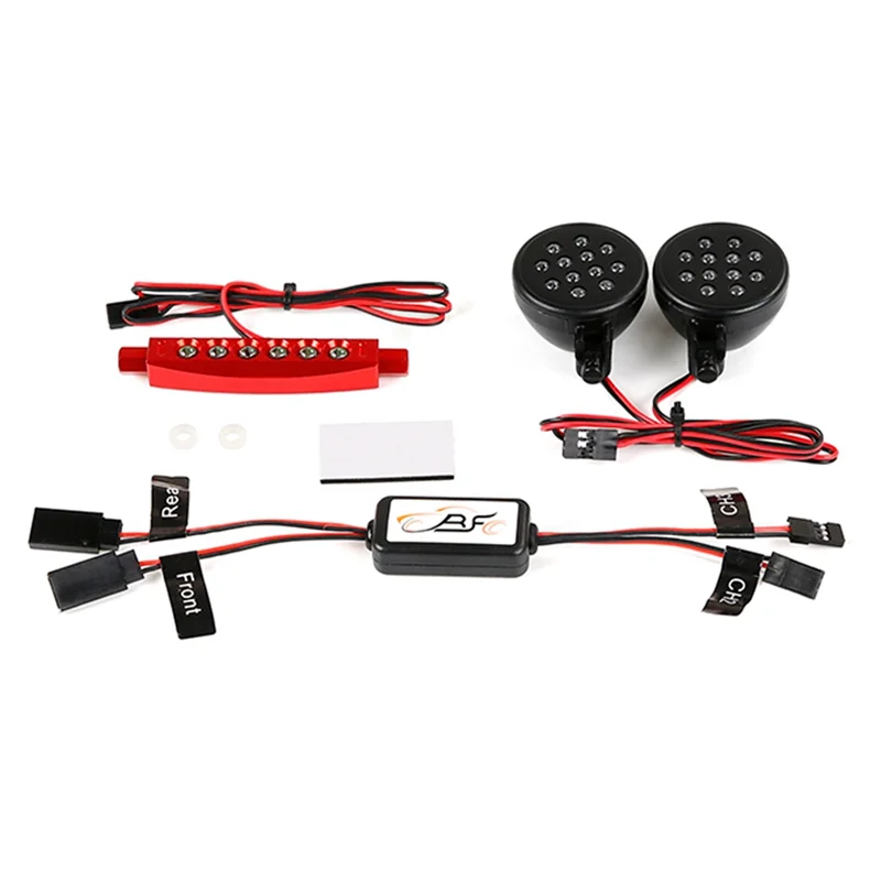 Lámpara de luz delantera y trasera con controlador para piezas de actualización de coche Rovan Km Baja 5B 1/5 RC, rojo