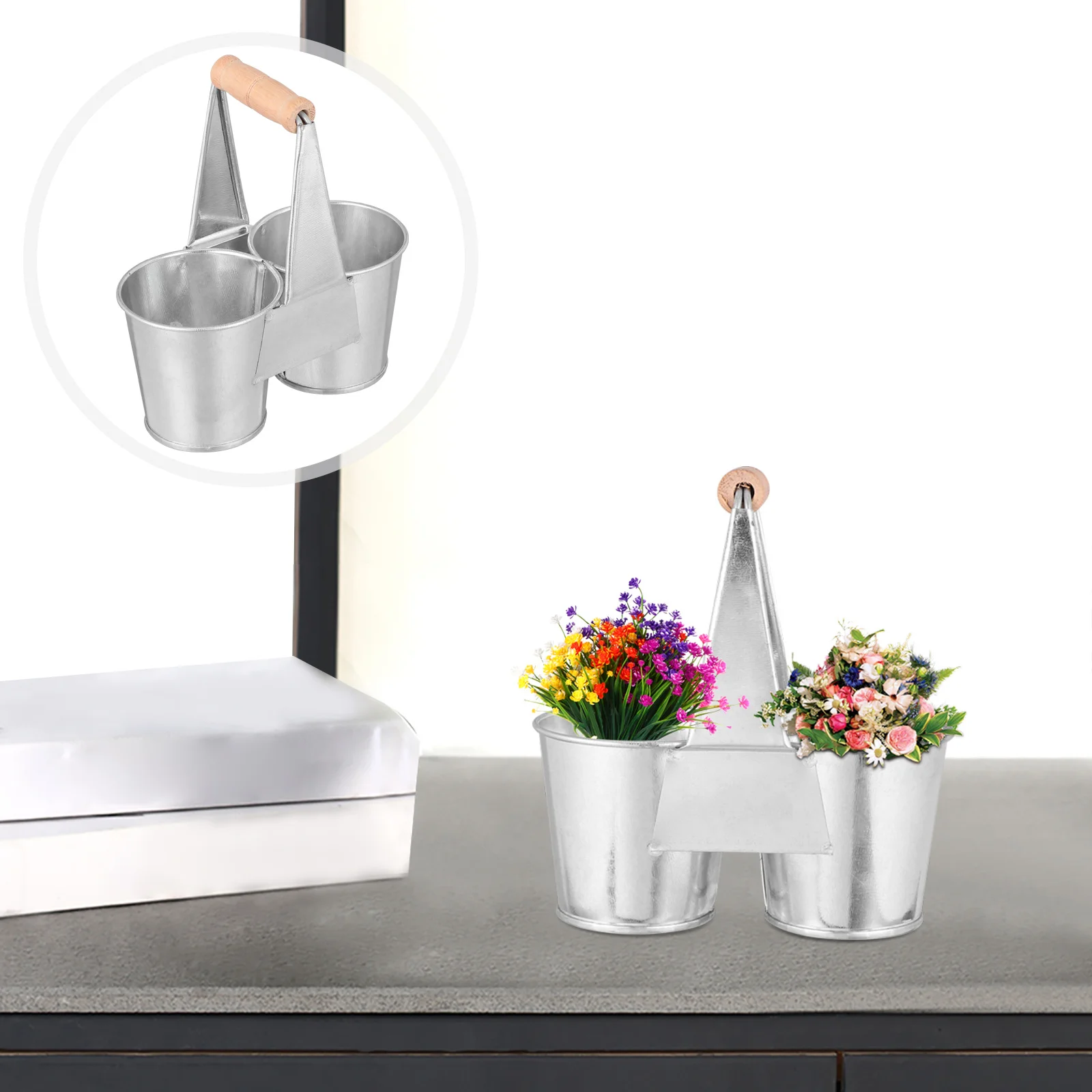 

3pcs Vintage Tin Flower Pot Retro Iron Art Planter Decorative Garden Vase For Home Wedding Dried Flower Decoration