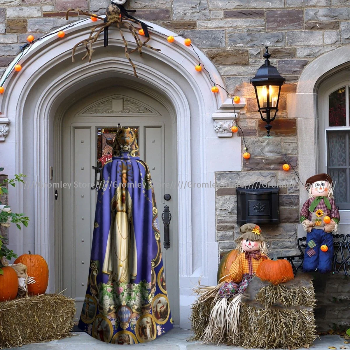 Heiliger Rosenkranz und Fatimas Jungfrau Maria Hexenumhang Halloween Cosplay Kostüm Erwachsene Unisex Umhang Retro Alter Umhang