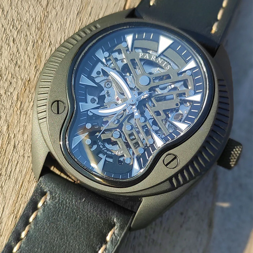 بارنيس 43 مللي متر قراصنة الكاريبي كول الجمجمة الهاتفي ميوتا موضة الاتجاه ساعة رجالية ، الياقوت الاصطناعي صلابة 9 مللي متر