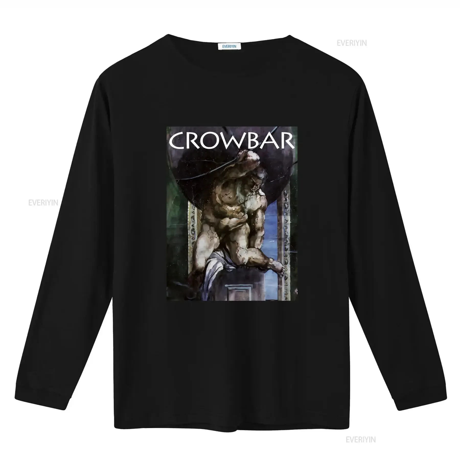 New Popular Crowbar Band Print Black Cotton T Shirt Full Size S 5XL vintage Washed Stylish Casual Slightly Breathable Stretched