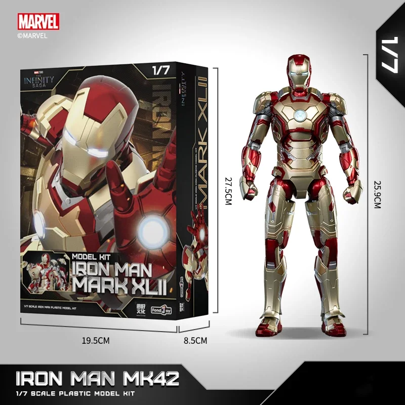 Fondjoy Marvel Iron Man MK42 Assembled Model 10in 1/7 Scale Action Figures Reactors Can Emit Light Collect Ornament Boy Toy Gift