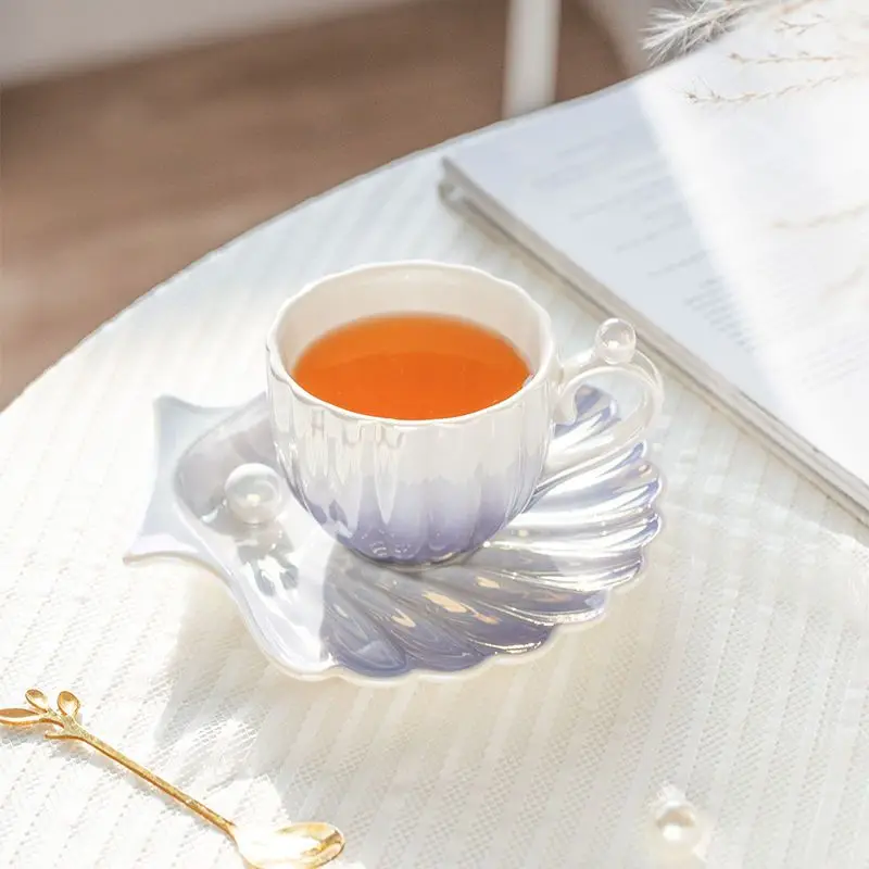 Ins Shell Ceramic Mug Coffee Water Cup Home Pearl Cup Dish Set High Beauty Cup - view 6