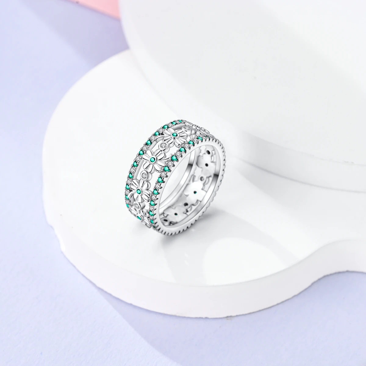 Women's Silver Plated Hollow Evil Eye Ring