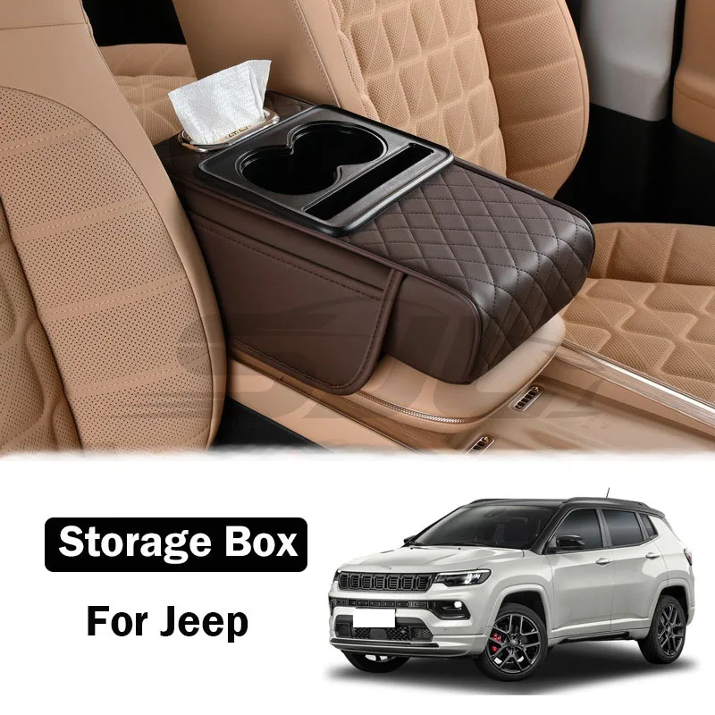 

For Jeep cherokee Fiesta Patriot Grand Cherokee Wrangler Car Armrest Box Cup Holder Tissue Box Storage Box Arm Rest Cover