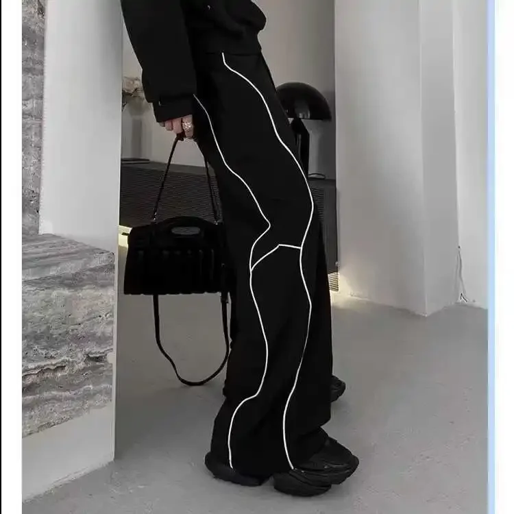 Y2K Pants Women Striped Cargo Baggy Pants Spring Summer Trousers Men Hip Pop Dancing Trousers Hipsters Japanese 2000s Style