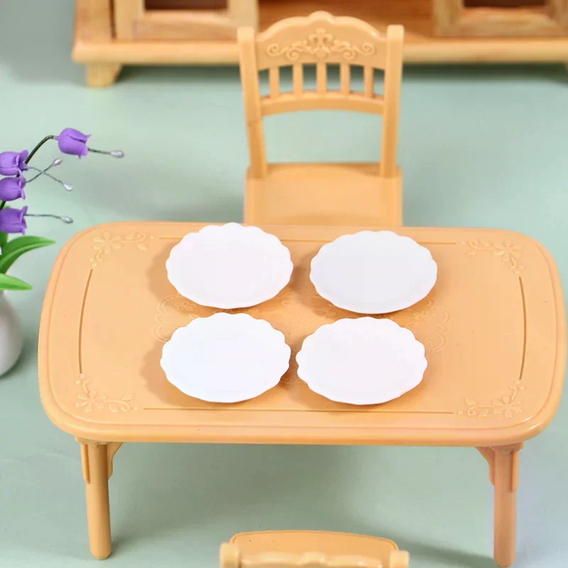 2pcs 1:12 Dollhouse Miniature Ceramic Plate Lace Dessert Dish Mini Tableware Home Decor Toy