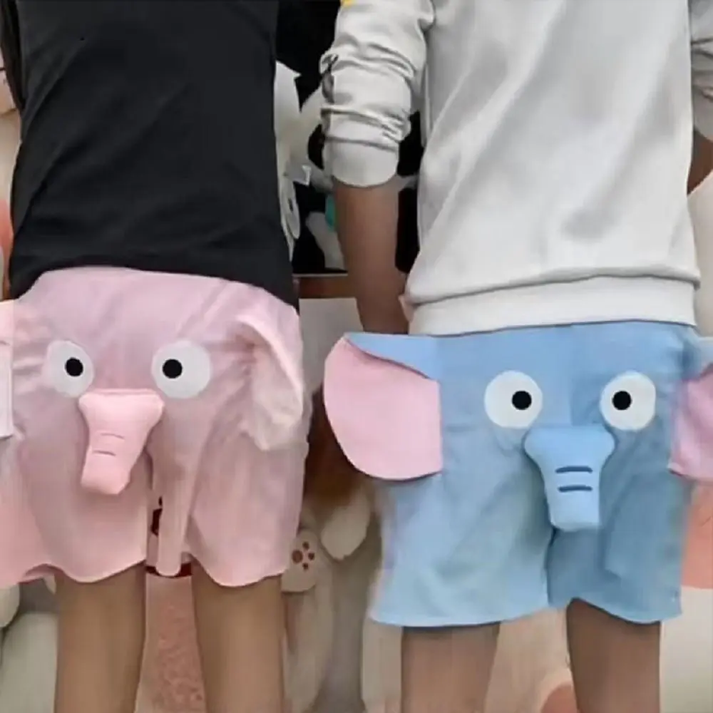 New Cute Elephant Shorts Pants Elastic Plush Couple Sleeping Pants Cute Embroidered Little Flying Elephant Pajama Pants Summer