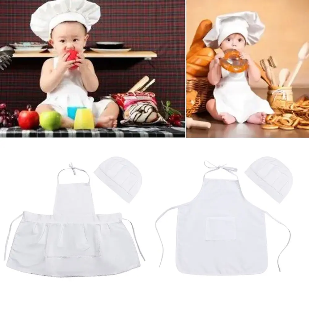 Dress up Newborn Hat Photo Baby Cook Costume Photography Prop Baby Chef Apron Hat Kids Costumes