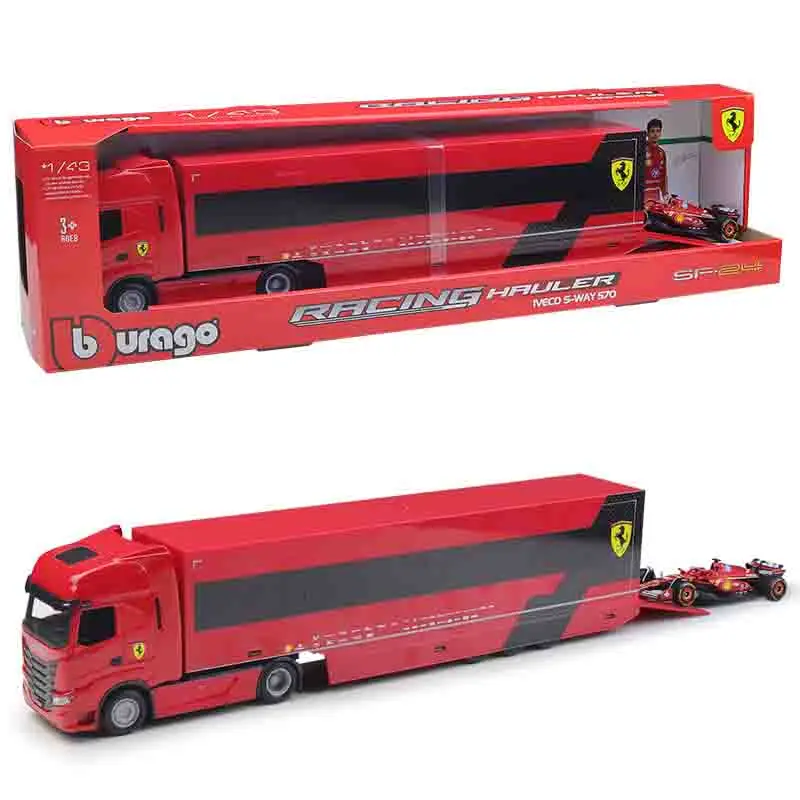 Bburago 1:43 FERRARI SF24 2024 F1 HAULLER SET # 16 CHARLES LECLERC MERCEDES-AMG W15 liga carro de luxo fundido modelo de carro série de brinquedos
