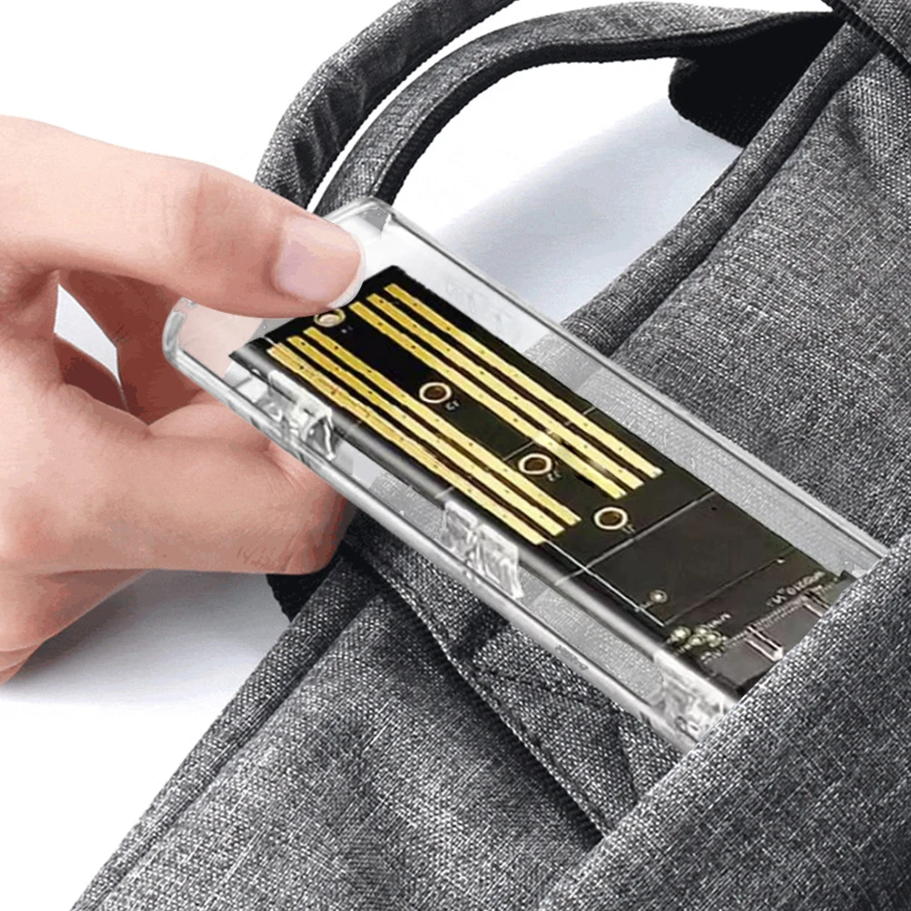 M.2 NGFF SATA Type C 3.1 Transparent External SSD Case 10Gbps SSD Enclosure External SSD Adapter for 2230/2242/2260/2280