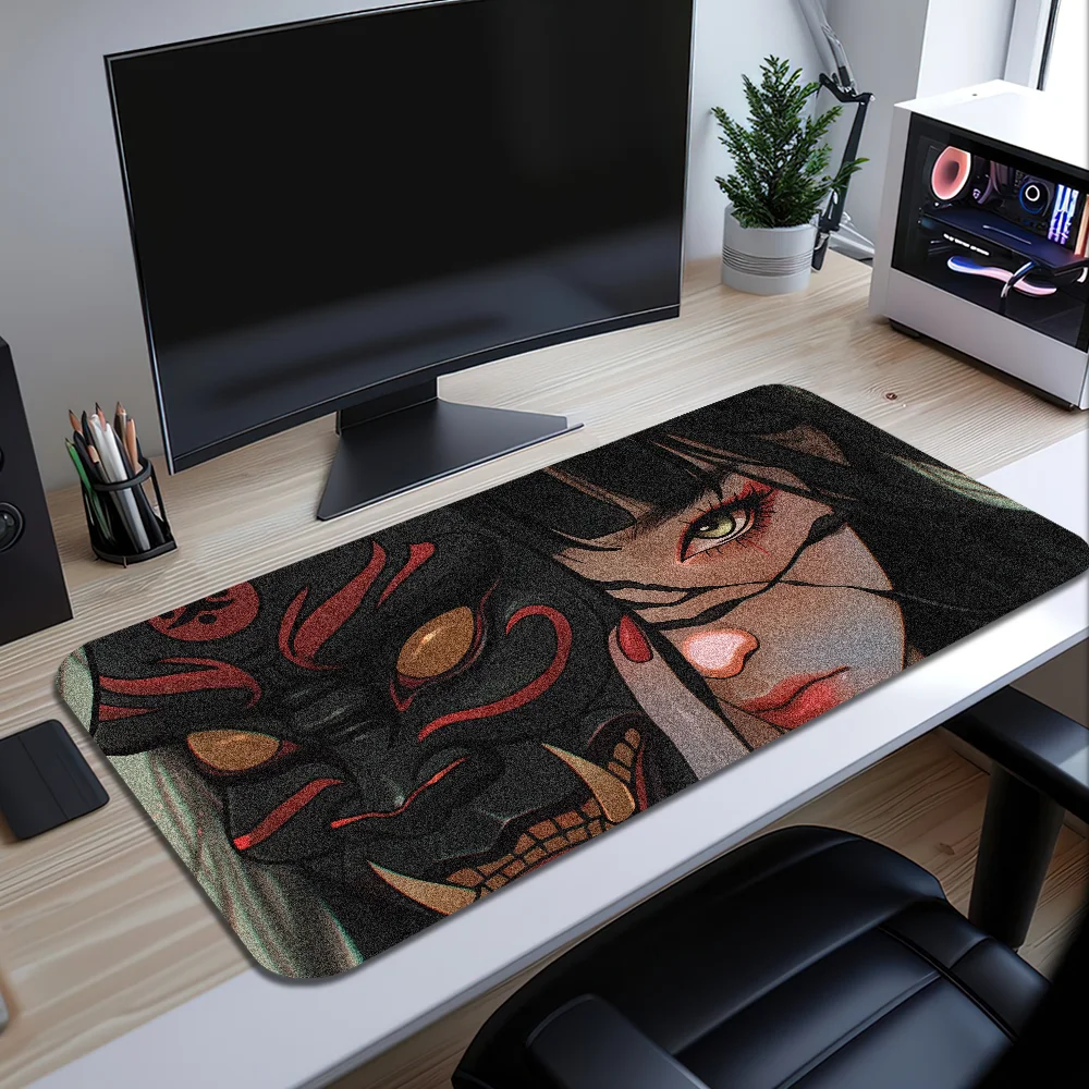 

Samurai Mask Girl Janpanese Cute Mouse Pad Desk Mat Large Non-slip Anti-fray Keyboard Ergonomic Office Rubber PC Home Custom