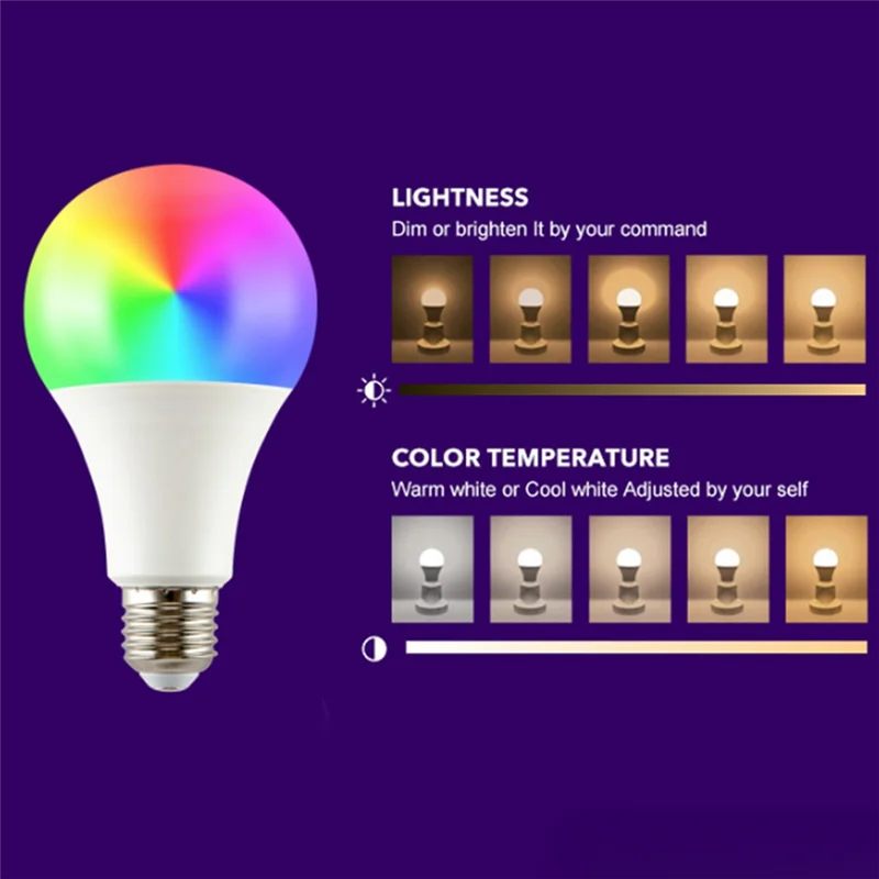 MOPHE-bombilla que cambia de Color con control remoto, luz de inundación RGB Multicolor de 16 colores, bombilla LED regulable E27 de 15W con memoria divertida