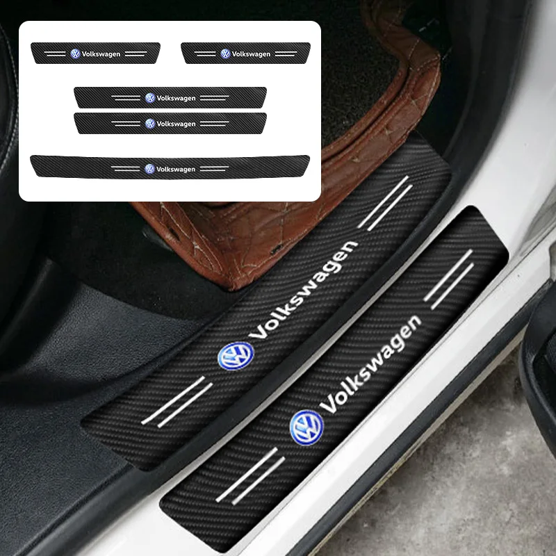 

1/4/5Pcs Carbon Fiber Car Door Threshold Protective Sticker For VW Golf 6 7 8 Touareg Passat Polo Jetta B6 GTI 5 4 MK4 Touran T5