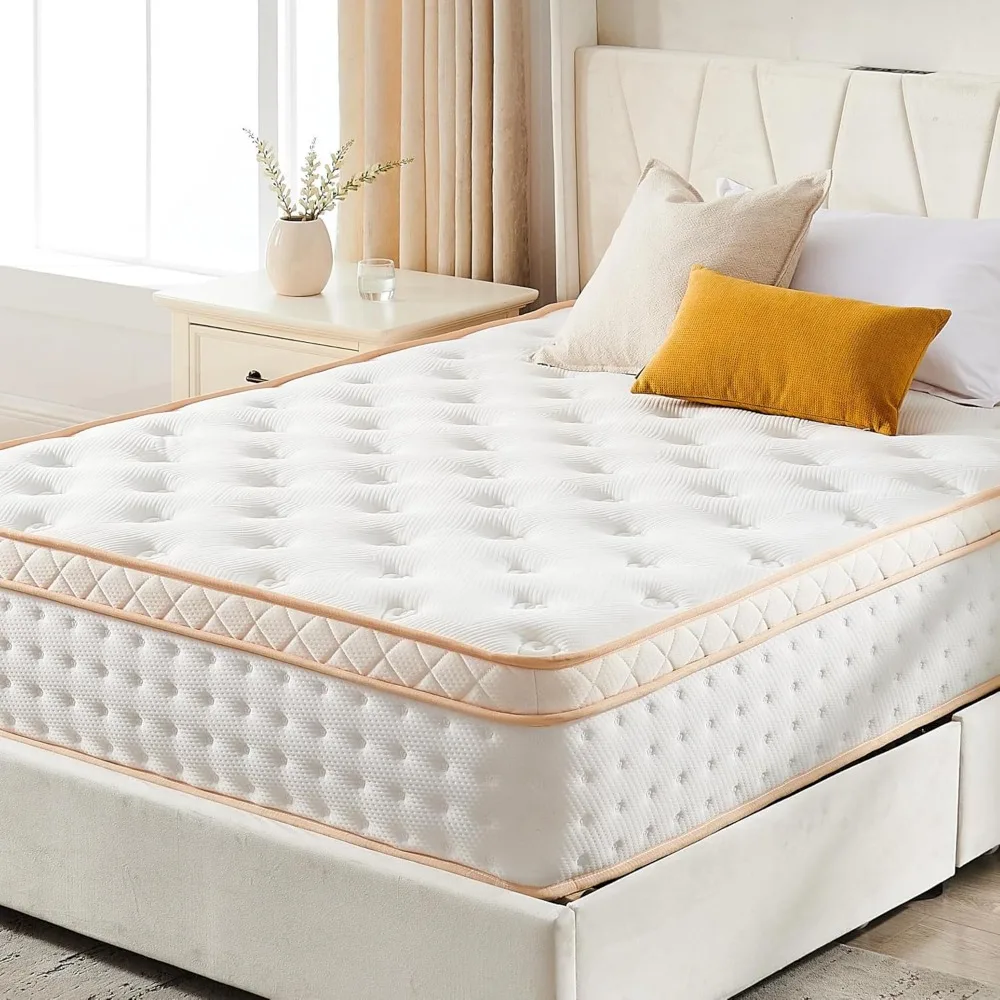 

10 Inch Full Mattress, Medium Firm Hybrid Mattress with Gel Memory Foam & Pocketed Coils, CertiPUR-US Certified, Pressure Relief