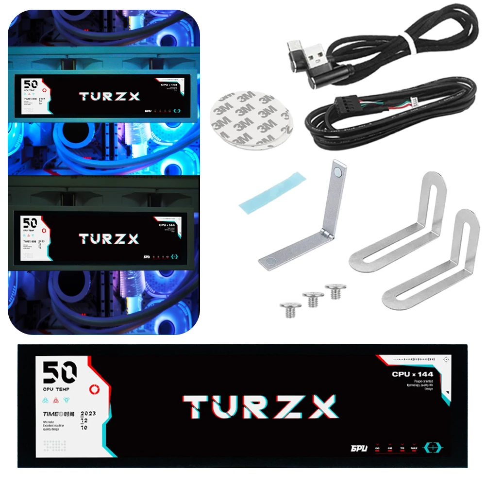 انچ IPS Type-C سیکنڈری سکرین کیس CPU GPU RAM کمپیوٹر مانیٹر 1920*480 PC ٹمپریچر ڈسپلے PC کیس کے لیے 32G کارڈ کے ساتھ #3