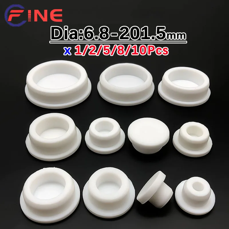 White Silicone Rubber Hole Plugs Blanking End Cap Pipe Inserts Bungs Seal Cover T Type Stopper Dustproof Plug Bore 6.8mm-68.6m