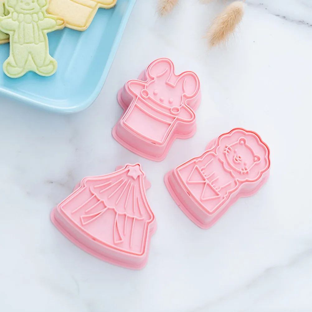 6Pcs Circus Cookie Molds Plastic Biscuit Cutters for Baking Cookies Fondant Chocolates Candies Home Bakery Kids DIY Party Gift