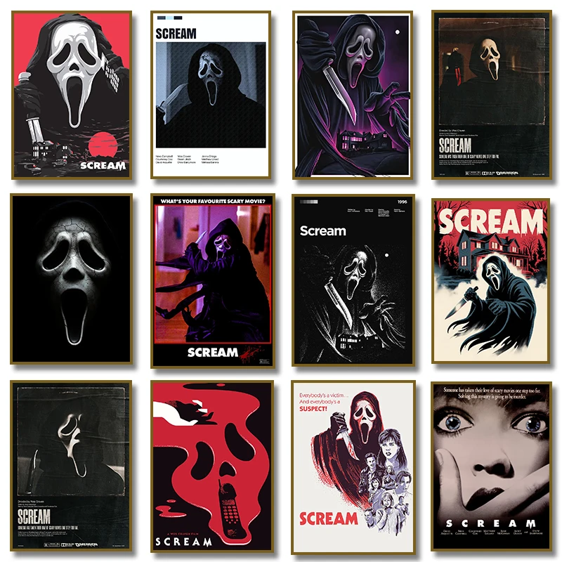 Póster clásico de película de suspense de terror S-ScreaM, pintura en lienzo impresa para el hogar, sala de estar, dormitorio, entrada, Bar, decoración del hogar