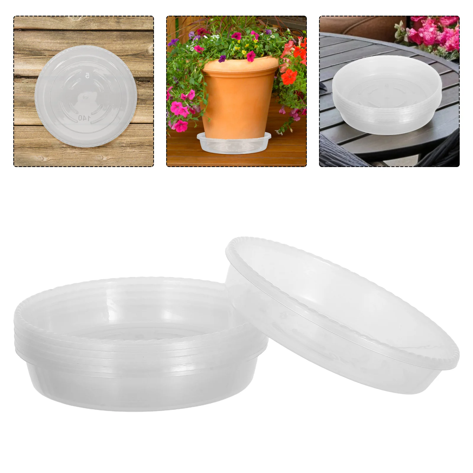 

6 Pcs Plant Water Tray Drainage Flower Pot Flowerpot Drip Trays Saucers Plastic Clear