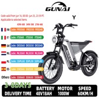 GUNAI-Y Men's E-Mountain Bike 1000W Adult Electric Bicycle 48V18Ah Battery ebike 20 Inch Fat Tire Men's Electric Bike