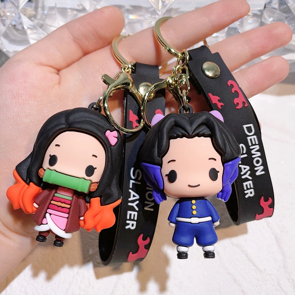 Hot Demon Slayer Kimetsu Yaiba Blade of Ghost Keychain Cute Characters Bag Pendant Car Key Chain Ring Fans Gift Anime gift