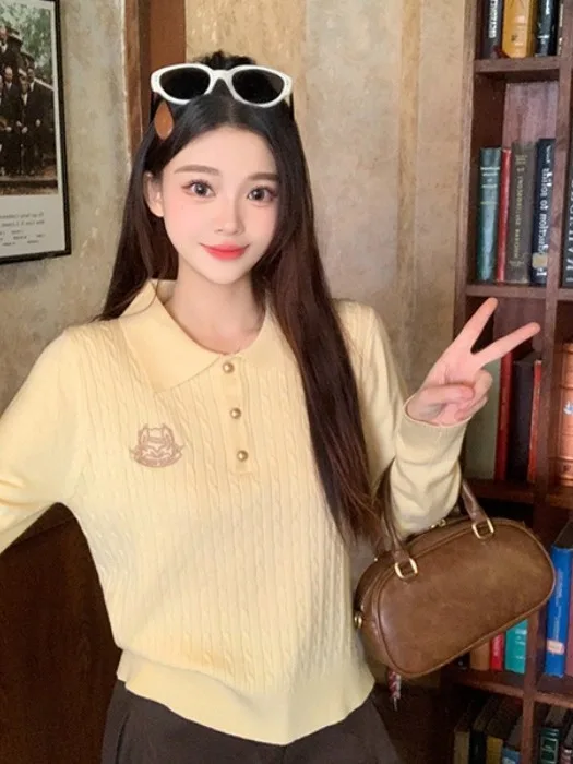 

plus Size Knitted Long Sleeve Neck Slim Fit College Style Top Early Spring Fashion Design Sensation Women's Innerwear
