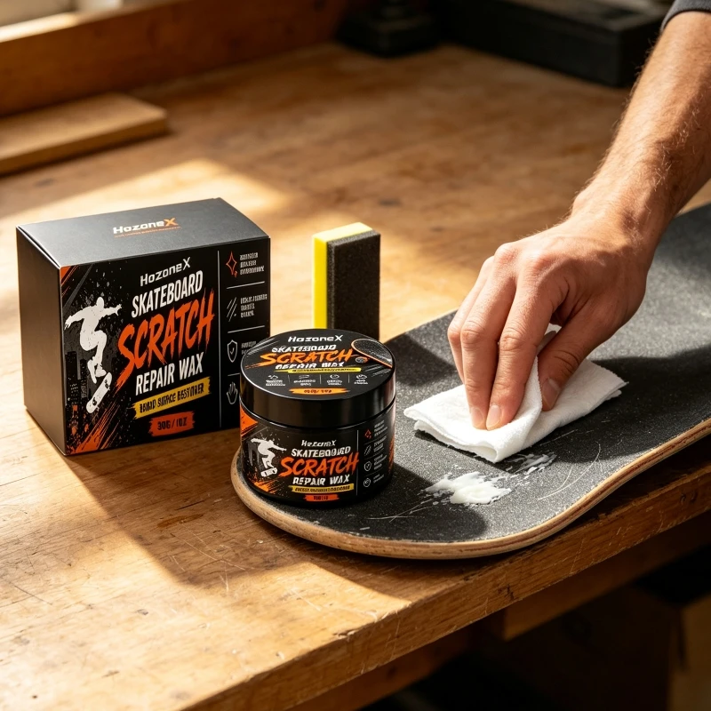 K0EF Portable Skateboard Care Wax Set with Sponge for Deck Surfaces