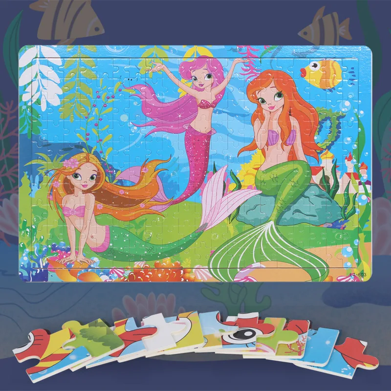 Rompecabezas de madera de 3 a 7 años de 200 piezas, rompecabezas de animales para niños, juguete educativo de rompecabezas plano de dibujos animados para educación temprana