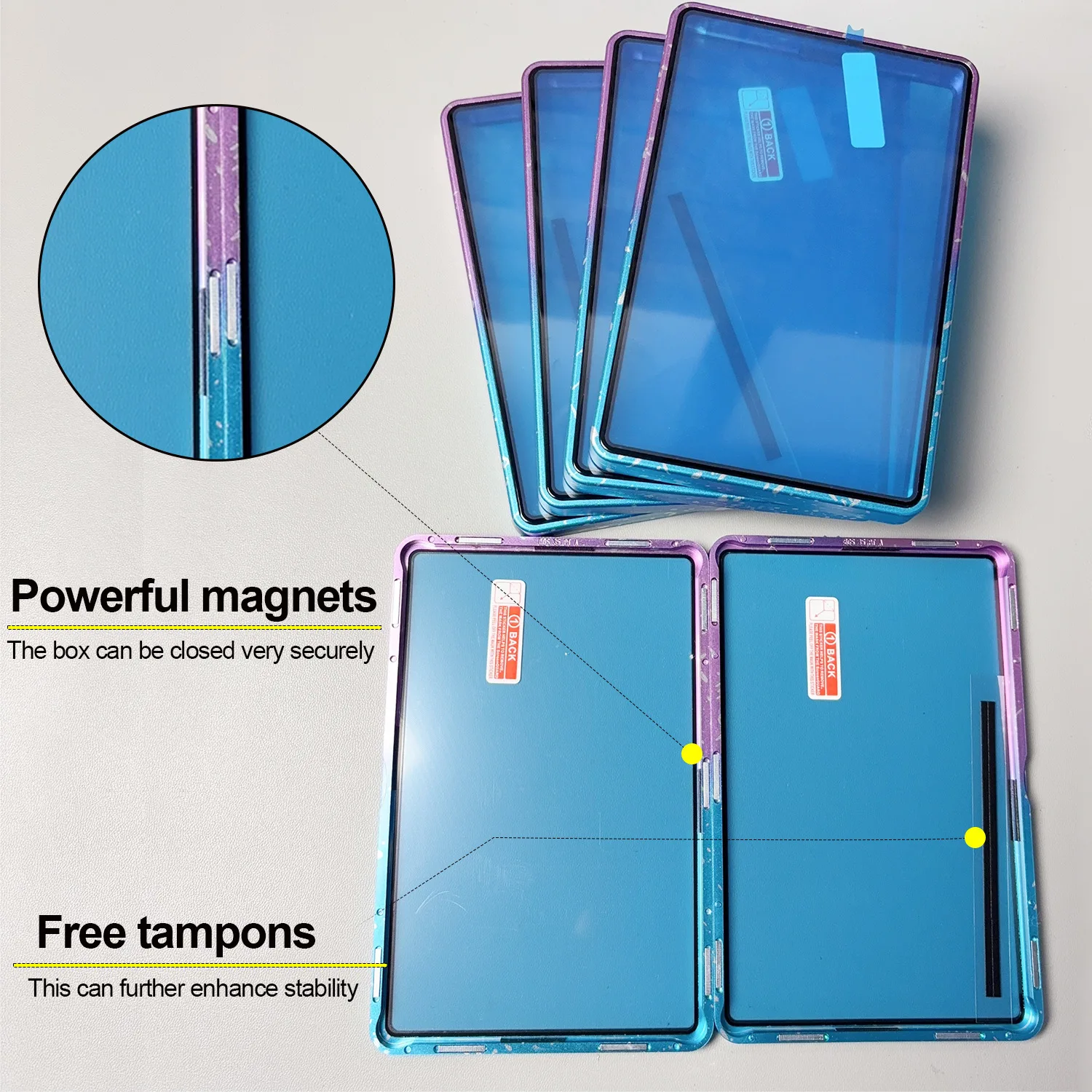 Magnetic Gradient Splash Metal Card Brick Hard Protective Display Case for Trading Collectible Game Cards Holder Gifts