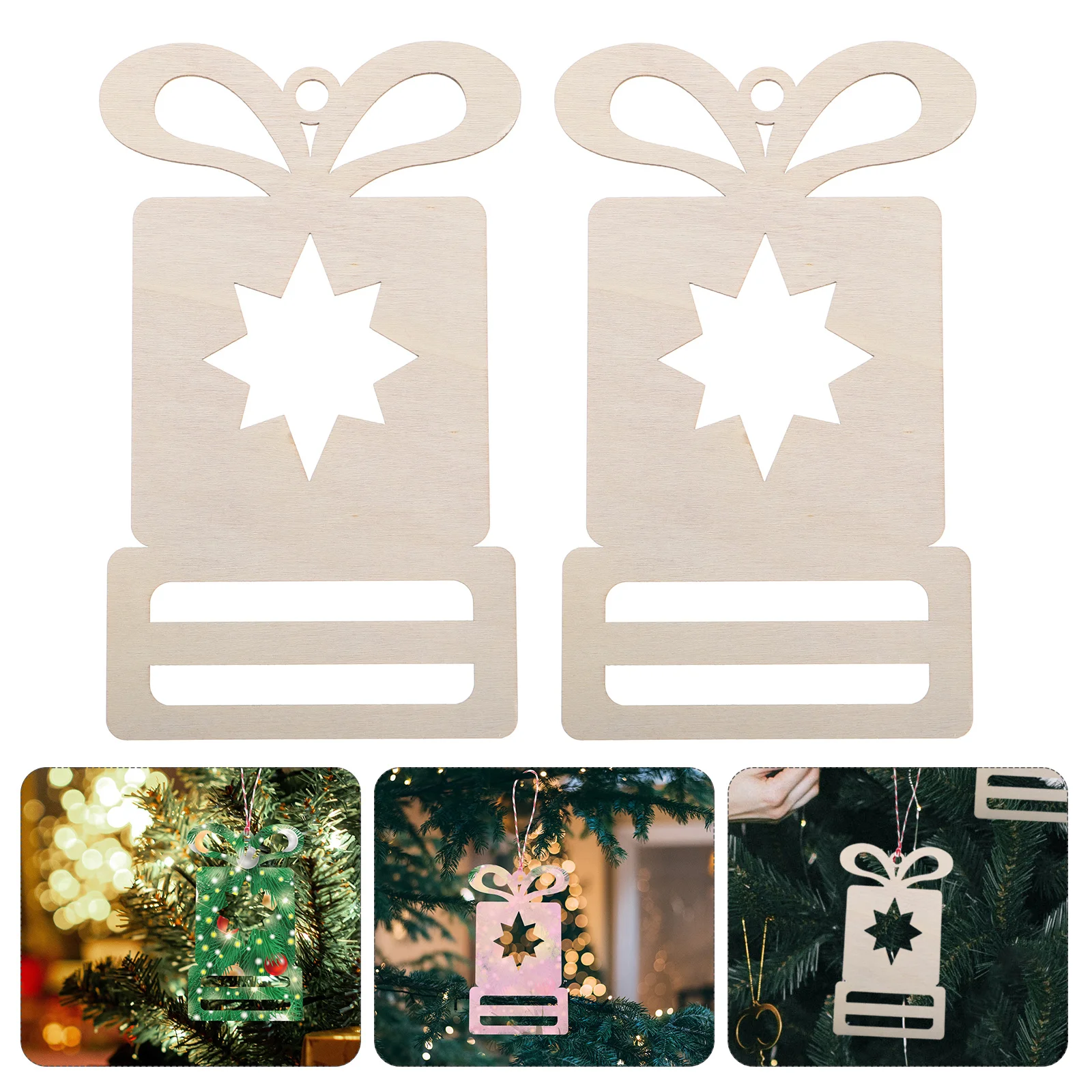 

10Pcs Natural Wood Christmas Tree Hanging Ornaments Unfinished Reindeer Cutouts DIY Craft Supplies for Home Party Seasonal Decor