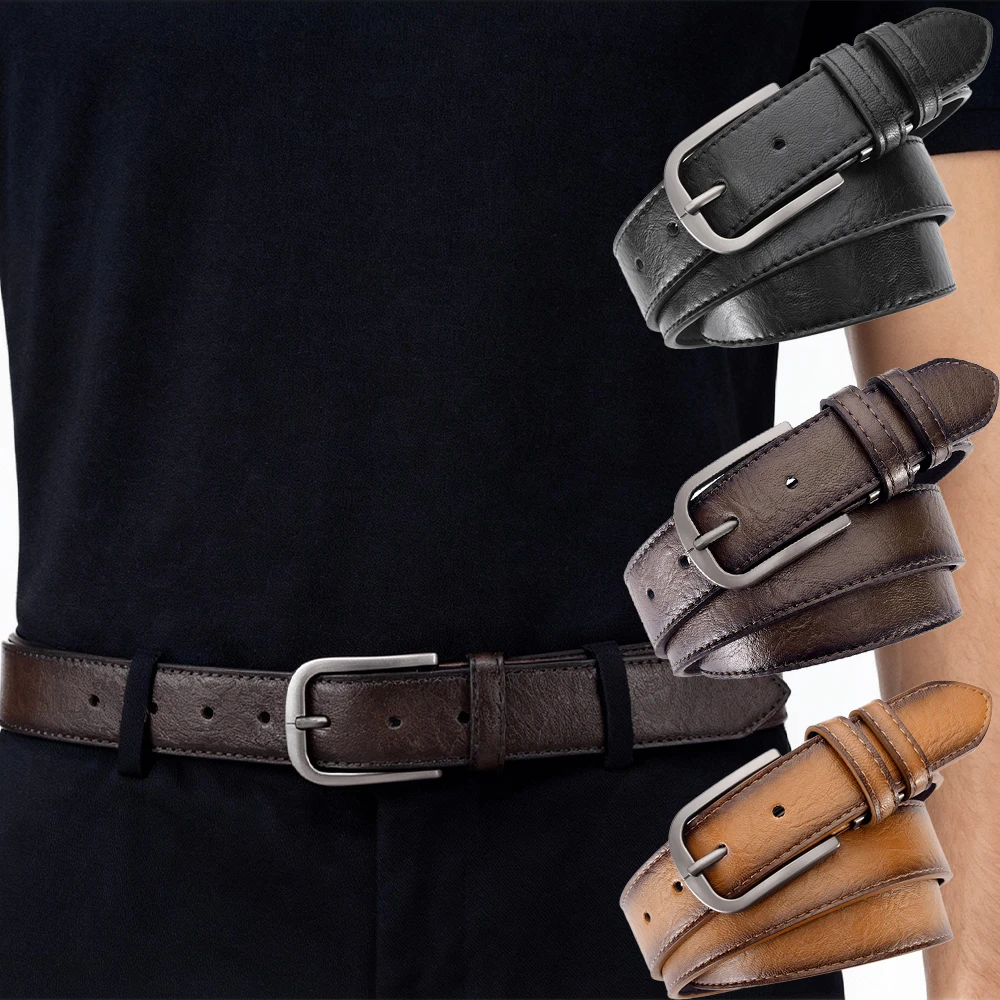 ファッショナブルなメンズ合金ピンバックル PU ベルト高品質メンズフォーマルな機会ビジネスベルトトレンディなユニセックスギフト