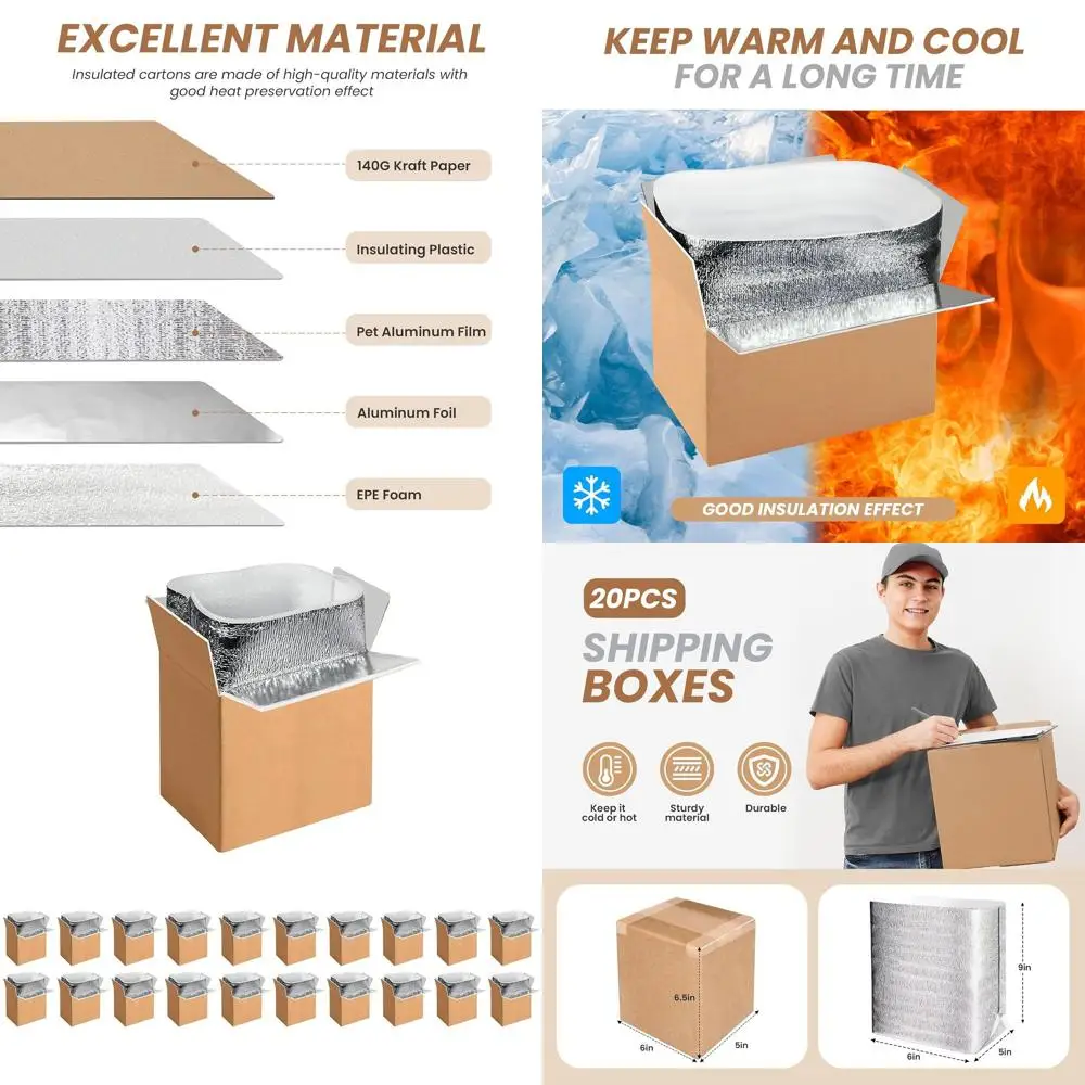 

Изолированные транспортировочные коробки с масляным покрытием, многоразовые термоконтейнеры, 6x5x9 дюймов