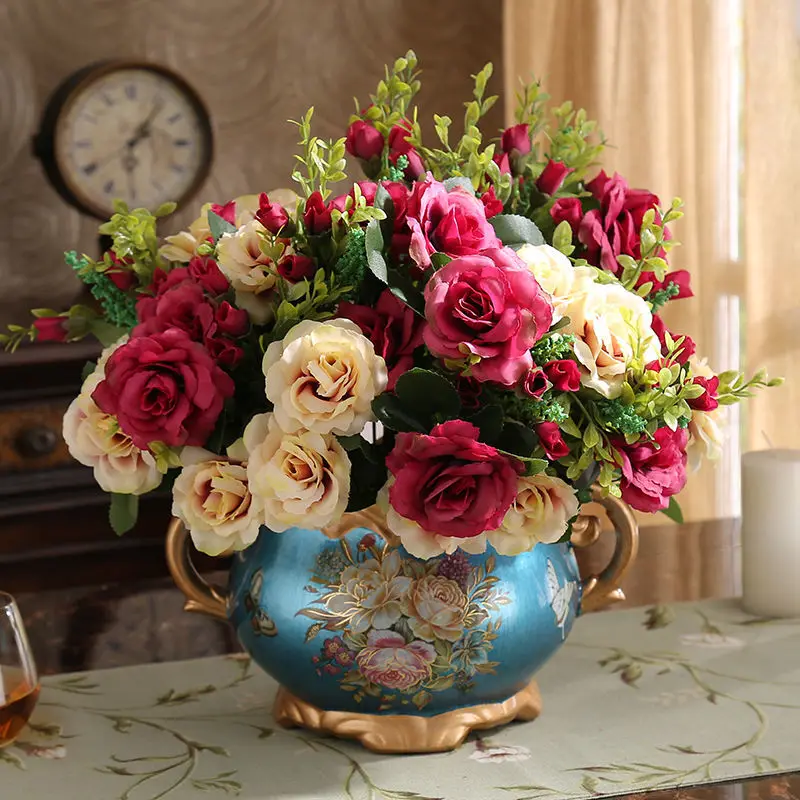xx-Europe Retro Ceramic Vase Desktop Artificial Flowerpot Home Furnishing Decoration Wedding Christmas Gift Office Ornaments