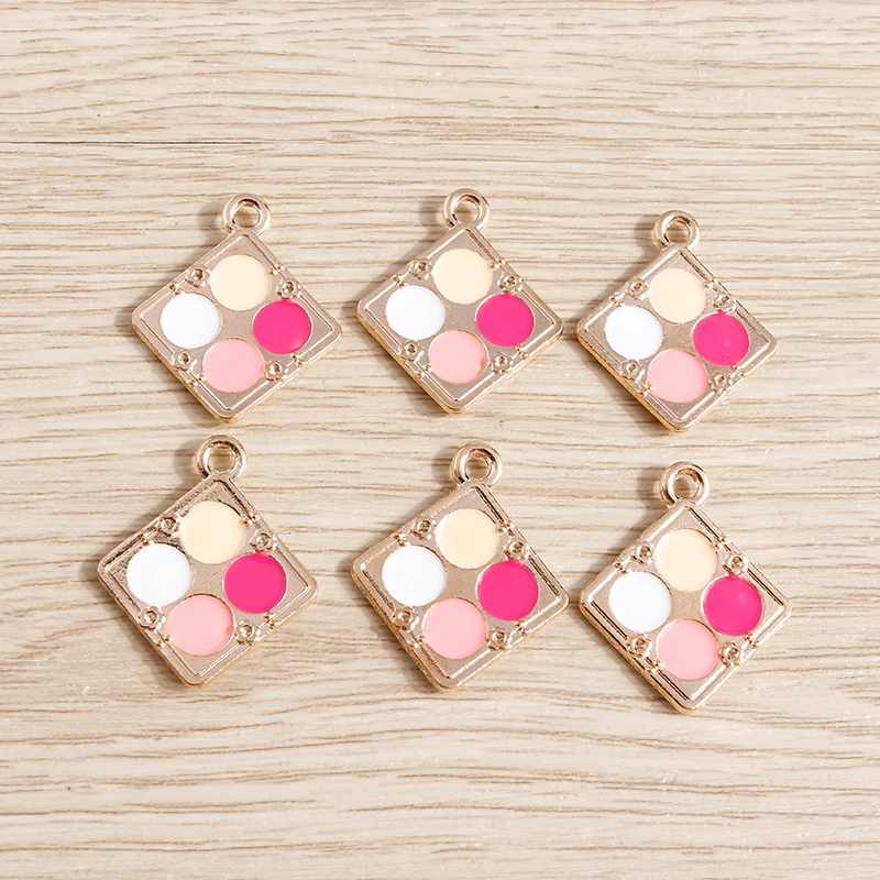 Fantasia Pressionado Powder Makeup Box, Encantos para Fazer Jóias, Brincos, Pingentes, Colar, Pulseiras, Artesanato DIY Suprimentos, 21x24mm, 10Pcs