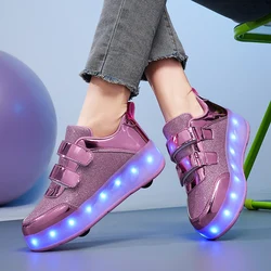 2024 nuovi pattini a quattro ruote retrattili per studenti LED scarpe da sovratensione di ricarica ragazzi bambini sport all'aria aperta pattini per ragazze