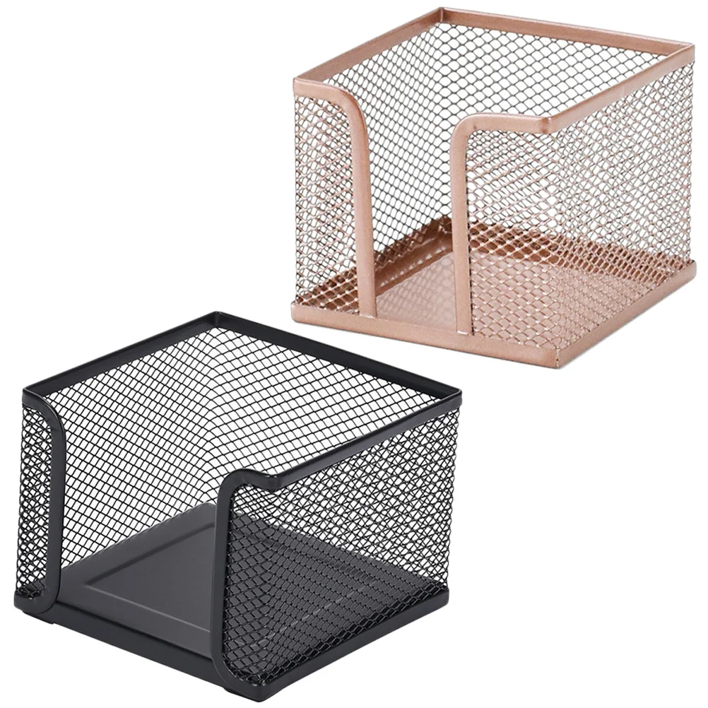 2 Pcs Note Box Notepad Dispenser Napkin Holder Mesh Organizer Memo Square Container Case Bracket Paper Office Pads