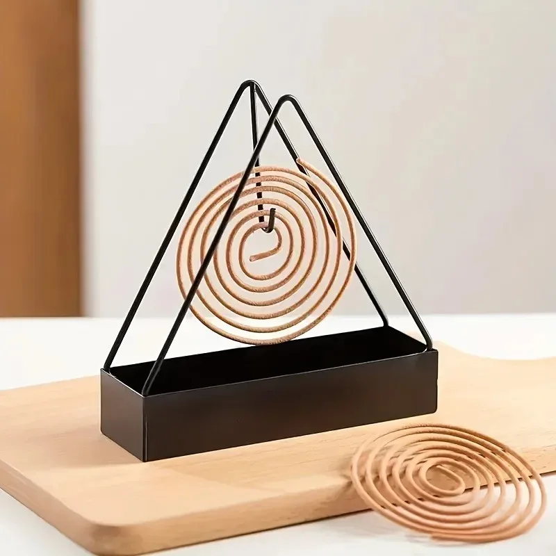 Creative Iron Triangular Mosquito Coil Holder - Fireproof and Heat-Resistant Hanging Incense Coil Tray（Without Mosquito Coil）