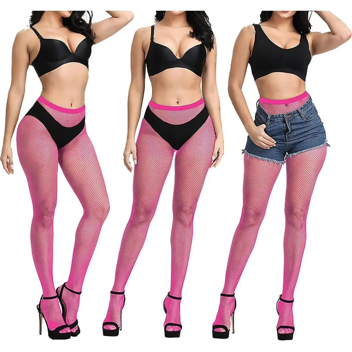 Womens High Waist Fishnet Stockings,Stretchy Fishnet Stockings Thigh Tights Pantyhose Stockings