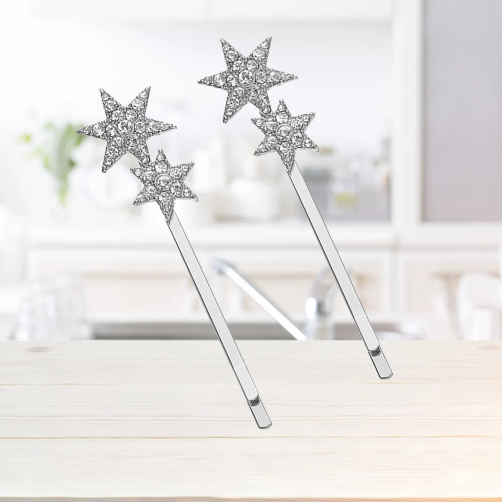 

2pcs Metal Hair Clip Simple Elegant Bobby Bobby Star Hair Clip Pin Pin For Women Girls Party Wear Accessories (Silver)