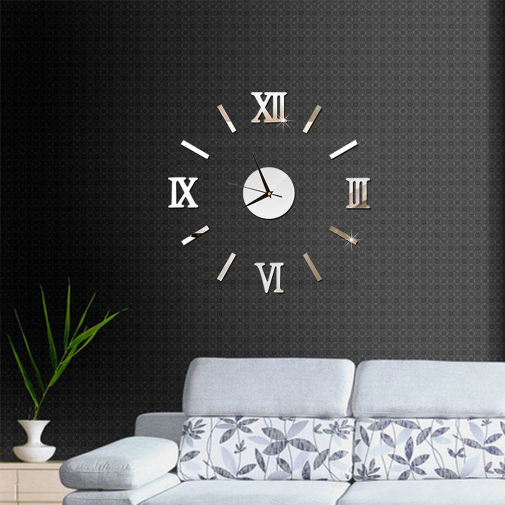 

3D Modern Frameless Large Mirror Wall Clock for Home Living Room Bedroom Decor DIY Roman Stylish Decoration Wall Clock