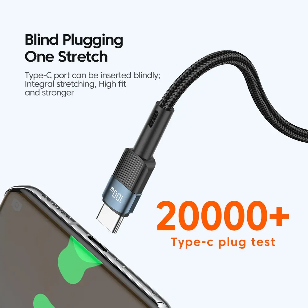 สายชาร์จเร็ว essager 100W C TO C Type C USB C PD สายชาร์จเร็วสำหรับ MacBook Samsung Xiaomi Type C USB C