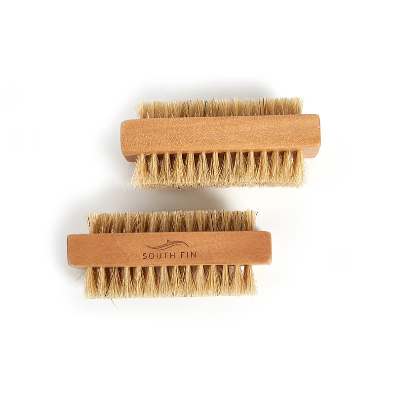 Double-Sided Wooden Nail Brush - Square Scrubbing Brush for Finger and Toe Nail Care